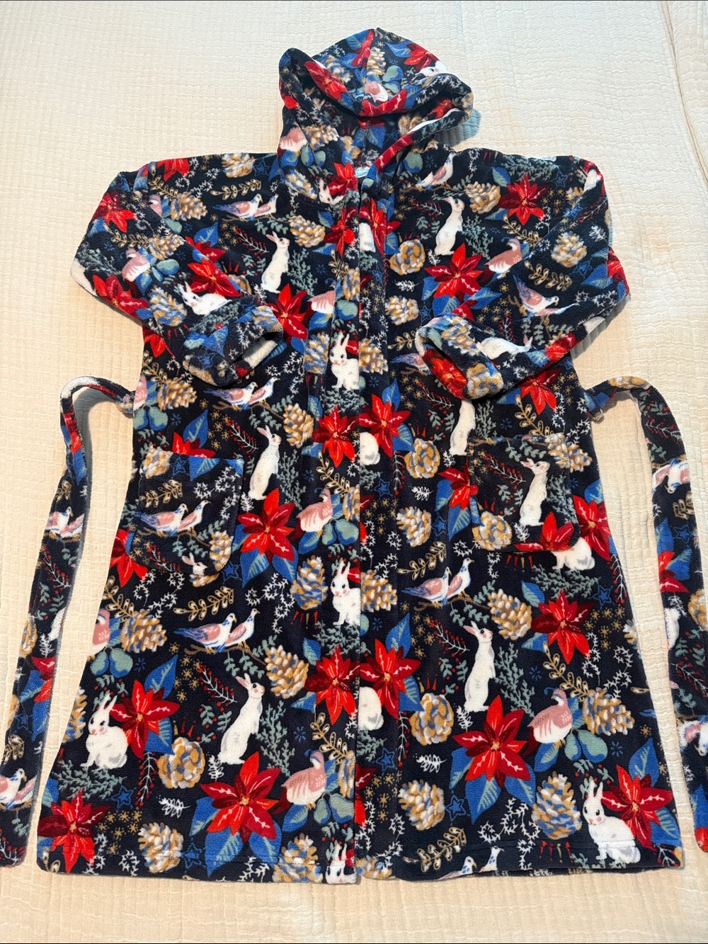 Vera Bradley Navy Floral & Animal Print Hooded Robe